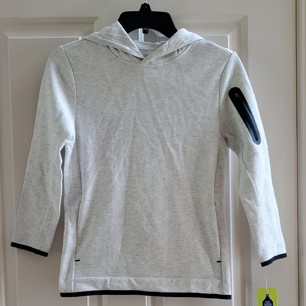 Boys VIVELY Light Gray Hoodie Sweatshirt with Arm Pocket Size Med 8 XL 14/16 NWT